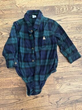 NWOT GAP Baby Plaid Shirt Jacket - Navy & Forest Green
